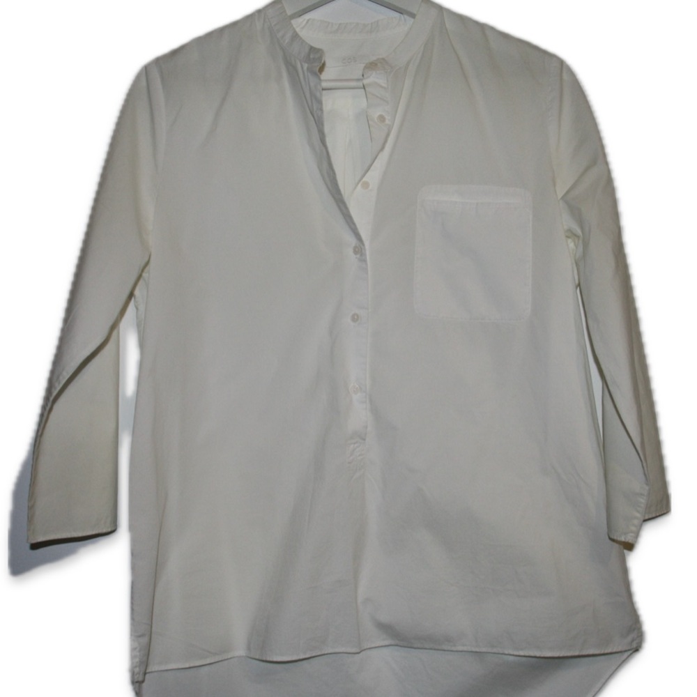 COS White Long-Sleeve Button-Up Tunic Size M